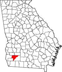 County map of Georgia with Baker County highlighted